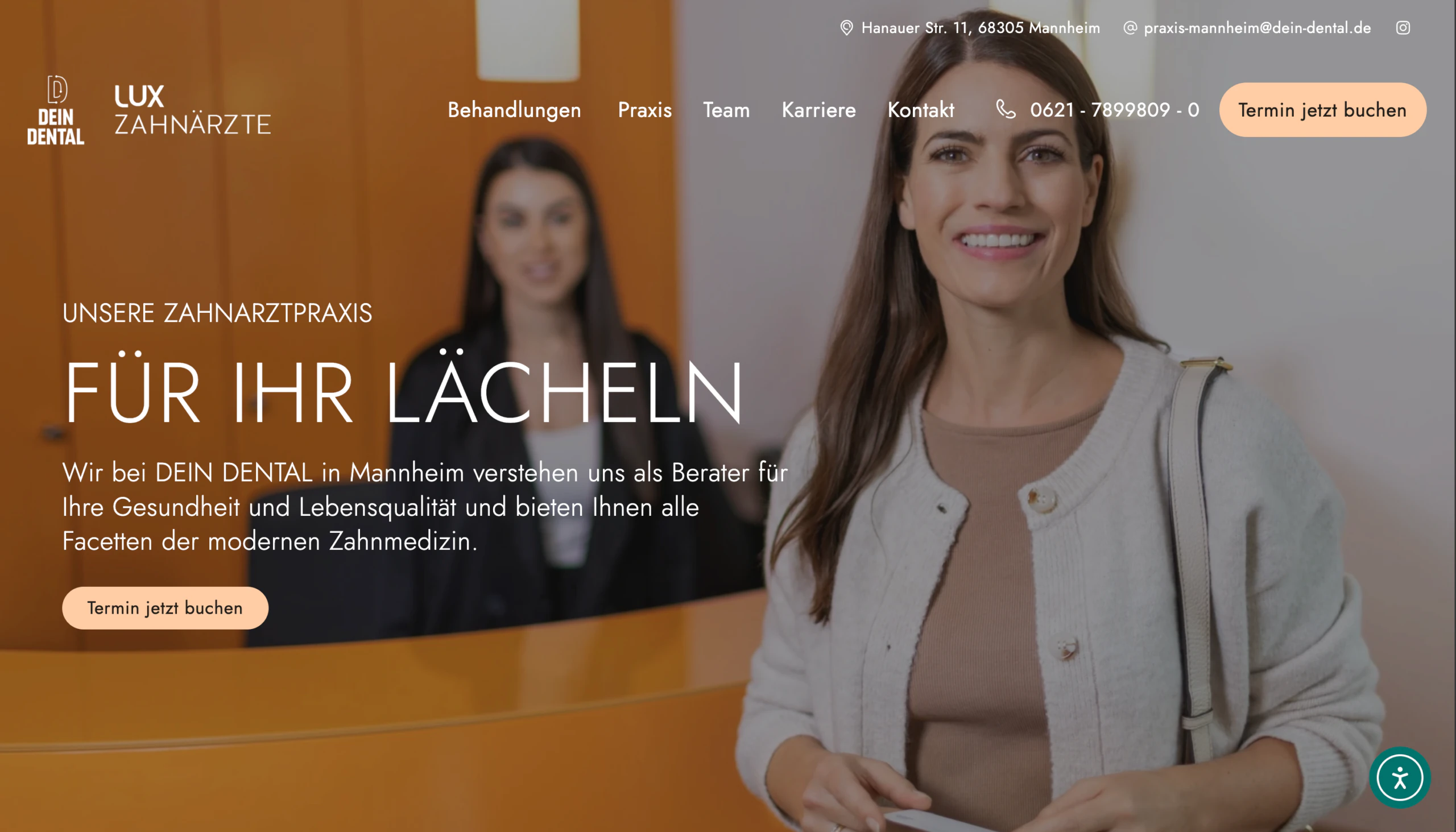 Referenzaufnahme der Startseite von DEIN DENTAL Mannheim